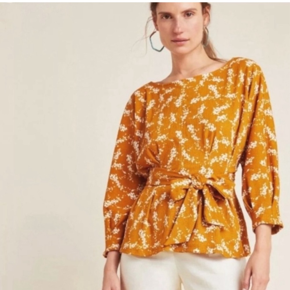 Anthropologie mustard top